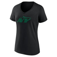 New York Jets Women's Secondary Logo V-Neck T-Shirt Black