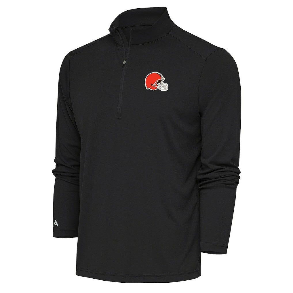 Cleveland Browns Antigua Tribute Quarter-Zip Pullover Top Black
