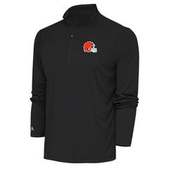 Cleveland Browns Antigua Tribute Quarter-Zip Pullover Top Black