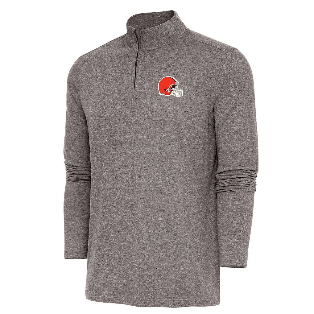 Cleveland Browns Antigua Hunk Quarter-Zip Pullover Top Brown