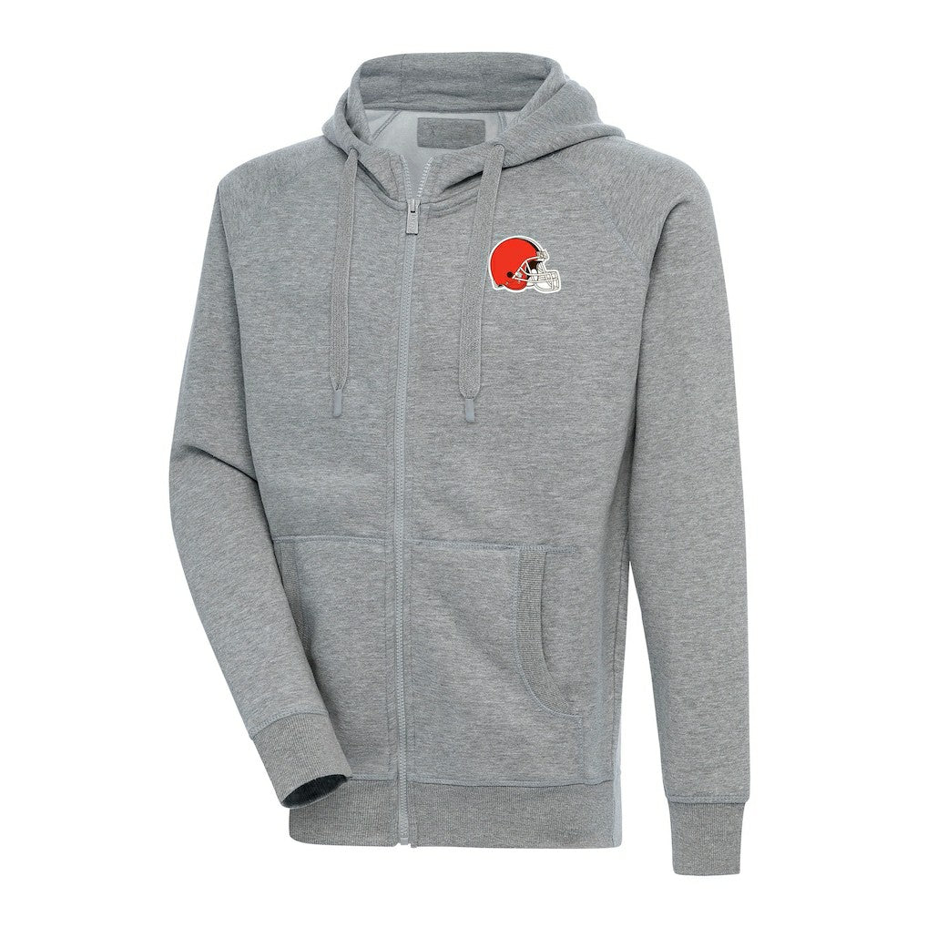 Cleveland Browns Antigua Big & Tall Victory Full-Zip Hoodie Heather Gray