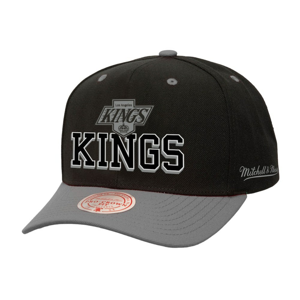 NHL Los Angeles Kings Mitchell & Ness Backside Script Two-Tone Pro Crown Adjustable Hat - Black/Silver