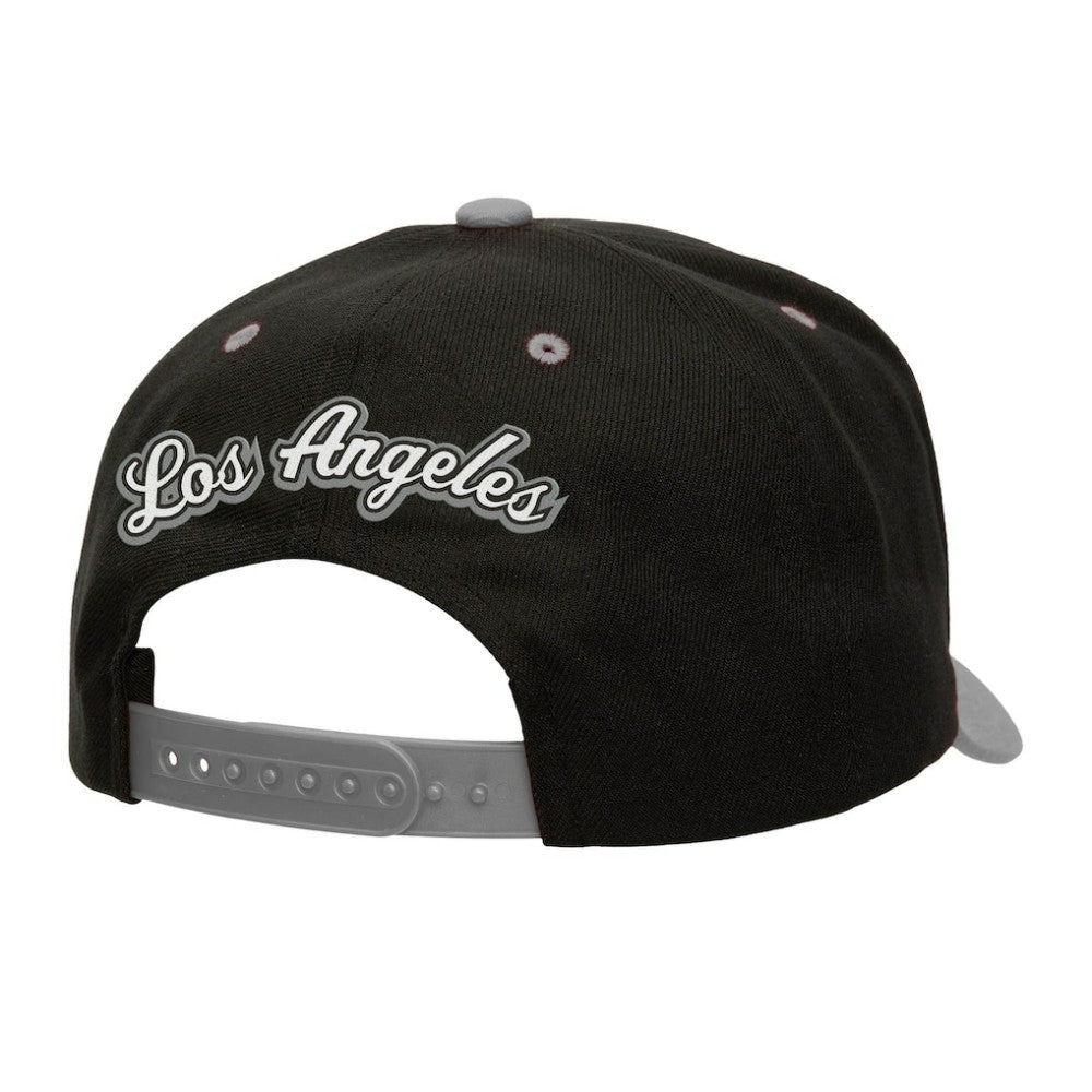 NHL Los Angeles Kings Mitchell & Ness Backside Script Two-Tone Pro Crown Adjustable Hat - Black/Silver