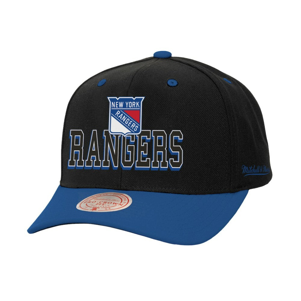 NHL New York Rangers Mitchell & Ness Backside Script 2-Tone Pro Crown Adjustable Hat - Black/Blue