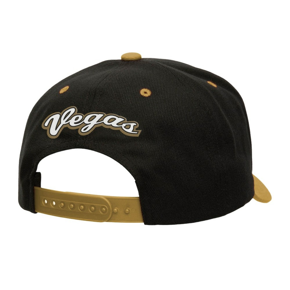 NHL Vegas Golden Knights Mitchell & Ness Backside Script Two-Tone Pro Crown Adjustable Hat - Black/Gold