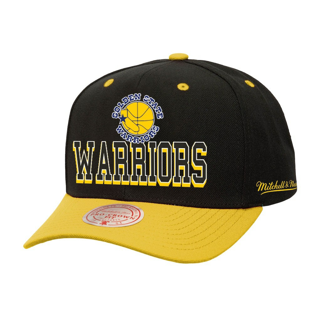Golden State Warriors Backside Script Two-Tone Pro Crown Adjustable Hat Black/Gold