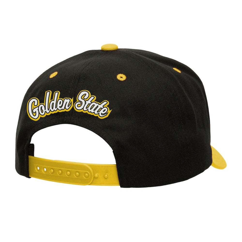 Golden State Warriors Backside Script Two-Tone Pro Crown Adjustable Hat Black/Gold