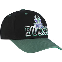 Milwaukee Bucks Backside Script Two-Tone Pro Crown Adjustable Hat Black/Hunter Green