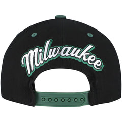 Milwaukee Bucks Backside Script Two-Tone Pro Crown Adjustable Hat Black/Hunter Green