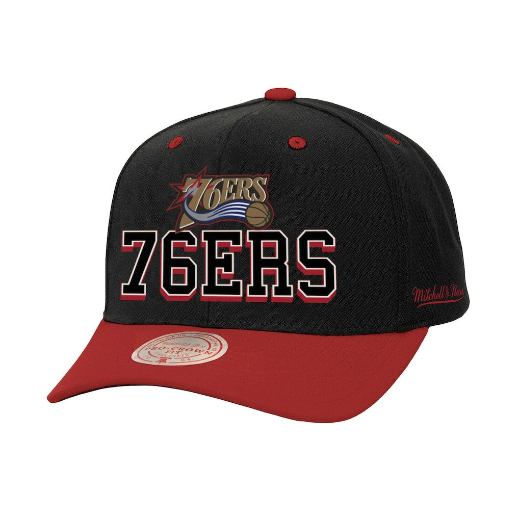 Philadelphia 76ers Backside Script 2-Tone Pro Crown Adjustable Hat Black/Red