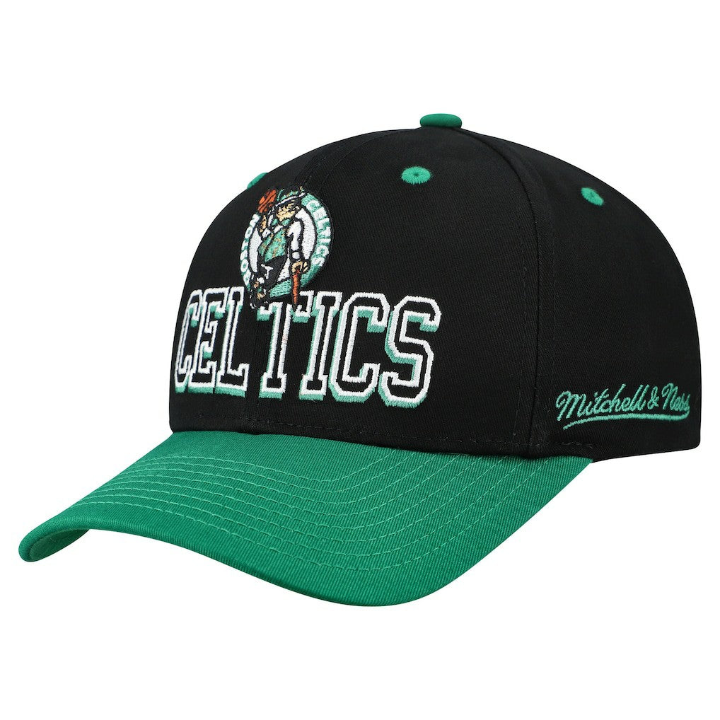 Boston Celtics Backside Script 2-Tone Pro Crown Adjustable Hat Black/Kelly Green