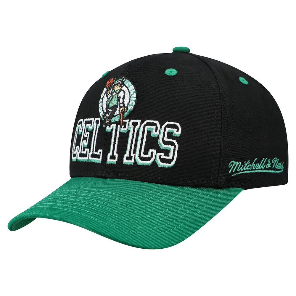 Boston Celtics Backside Script 2-Tone Pro Crown Adjustable Hat Black/Kelly Green