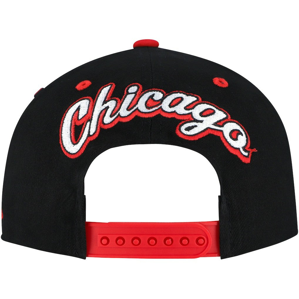Chicago Bulls Backside Script 2-Tone Pro Crown Adjustable Hat Black/Red