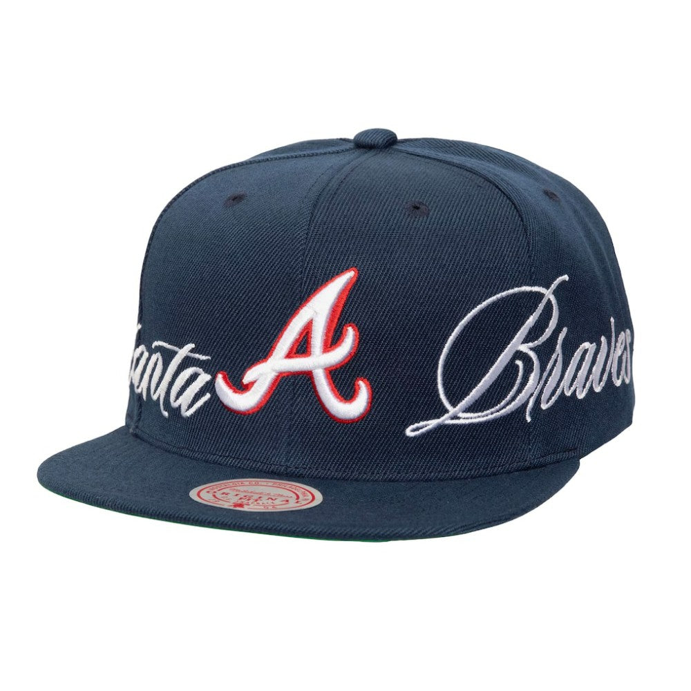 Atlanta Braves Mitchell & Ness Just Don x MLB Lux Script Snapback Hat - Navy Hats