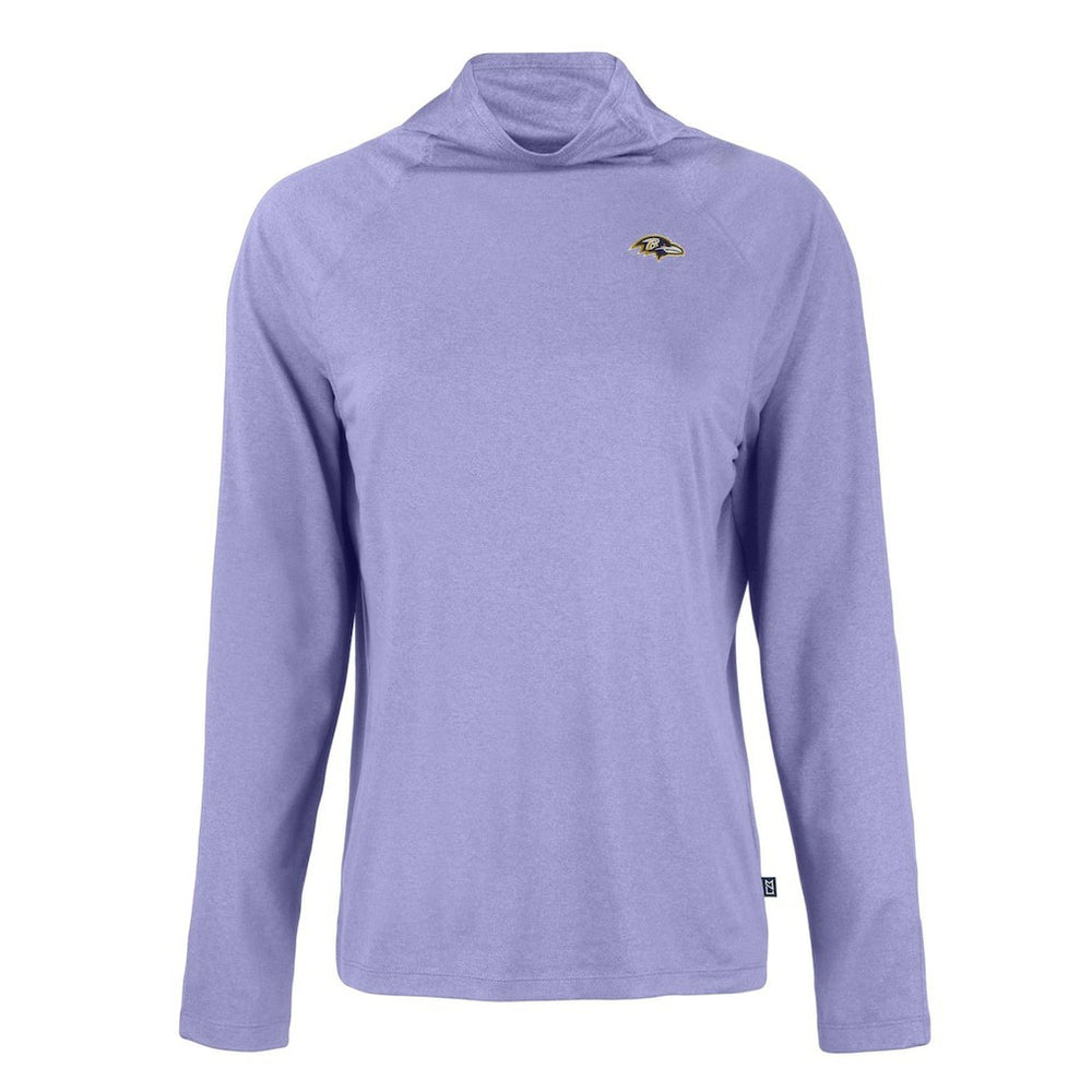 Baltimore Ravens Cutter & Buck Women's Coastline Epic Comfort Eco Recycled Funnel Neck Raglan Pullover Sweatshirt Lavender