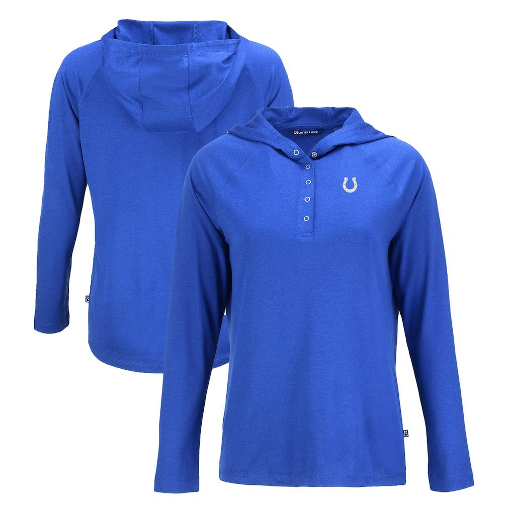 Indianapolis Colts Cutter & Buck Women's Coastline Epic Comfort Eco Recycled Raglan Pullover Hoodie Blue