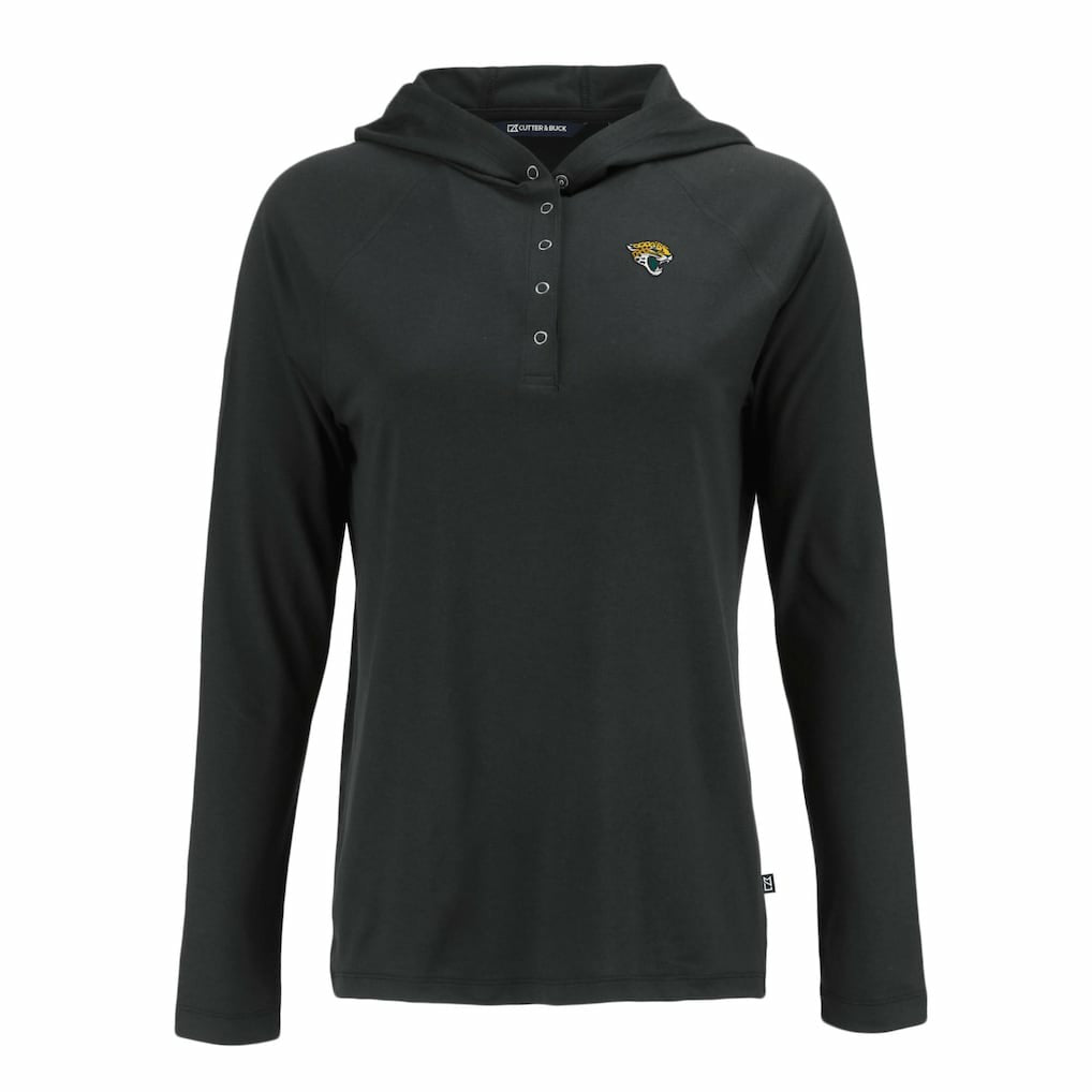 Jacksonville Jaguars Cutter & Buck Women's Coastline Epic Comfort Eco Recycled Raglan Pullover Hoodie Black