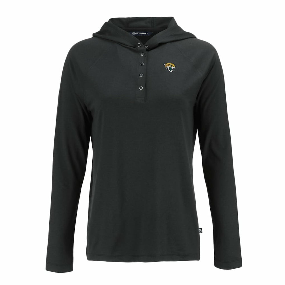 Jacksonville Jaguars Cutter & Buck Women's Coastline Epic Comfort Eco Recycled Raglan Pullover Hoodie Black