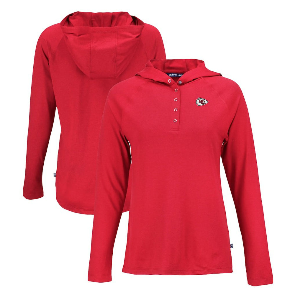 Kansas City Chiefs Cutter & Buck Women's Coastline Epic Comfort Eco Recycled Raglan Pullover Hoodie Red