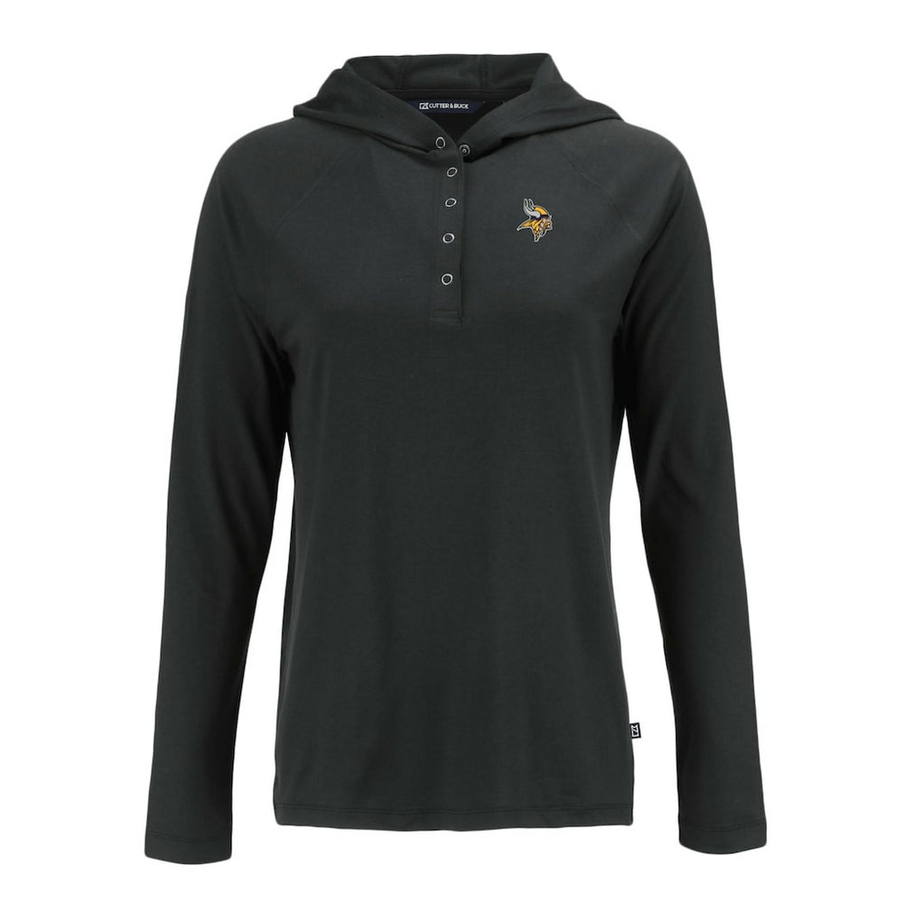 Minnesota Vikings Cutter & Buck Women's Coastline Epic Comfort Eco Recycled Raglan Pullover Hoodie Black