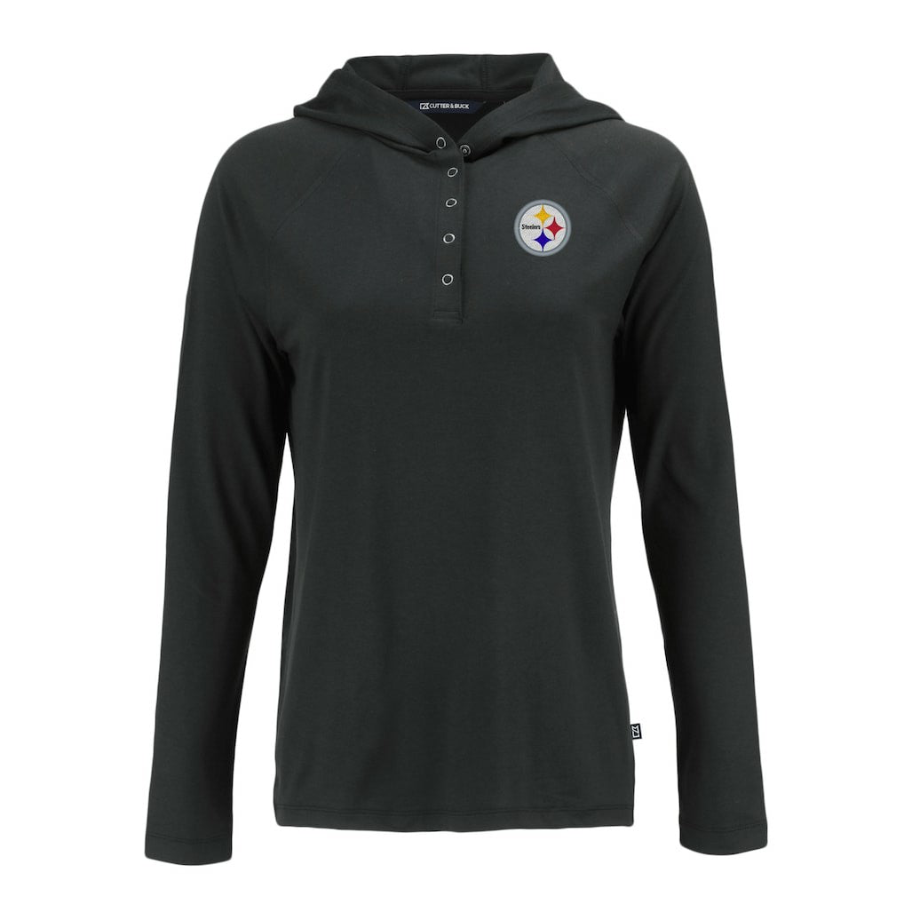 Pittsburgh Steelers Cutter & Buck Women's Coastline Epic Comfort Eco Recycled Raglan Pullover Hoodie Black
