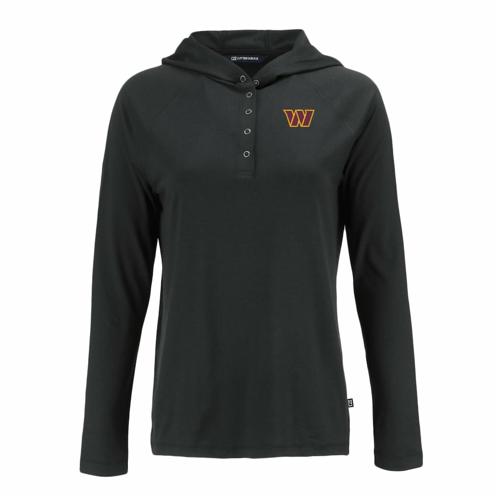 Washington Commanders Cutter & Buck Women's Coastline Epic Comfort Eco Recycled Raglan Pullover Hoodie Black