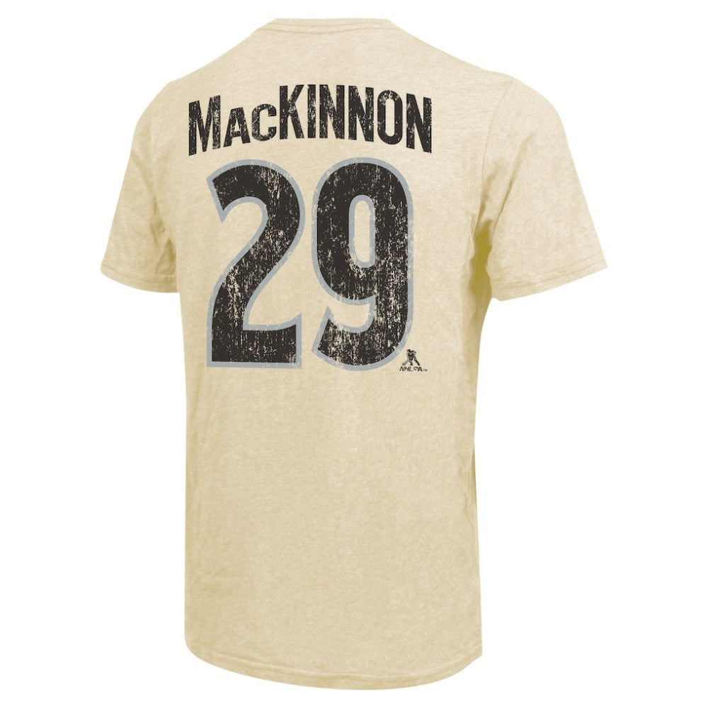 NHL Nathan MacKinnon Colorado Avalanche Majestic Threads Dynasty Name & Number Tri-Blend T-Shirt - Cream