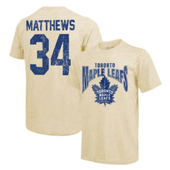 NHL Auston Matthews Toronto Maple Leafs Majestic Threads Dynasty Name & Number Tri-Blend T-Shirt - Cream