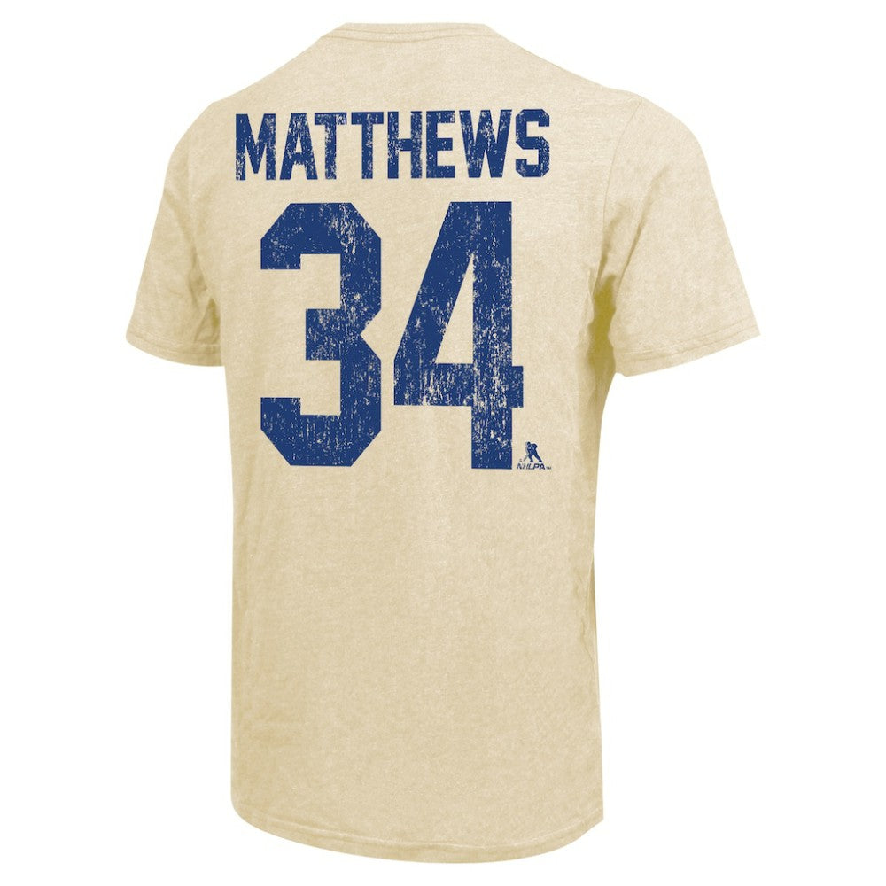 NHL Auston Matthews Toronto Maple Leafs Majestic Threads Dynasty Name & Number Tri-Blend T-Shirt - Cream