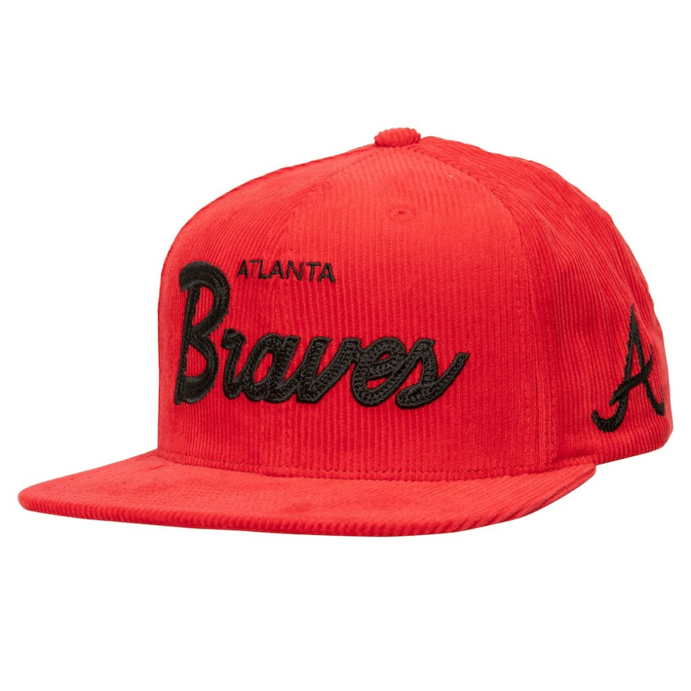Mitchell & Ness  Atlanta Braves Male Adult Corduroy Snapback Hat - Red Hats
