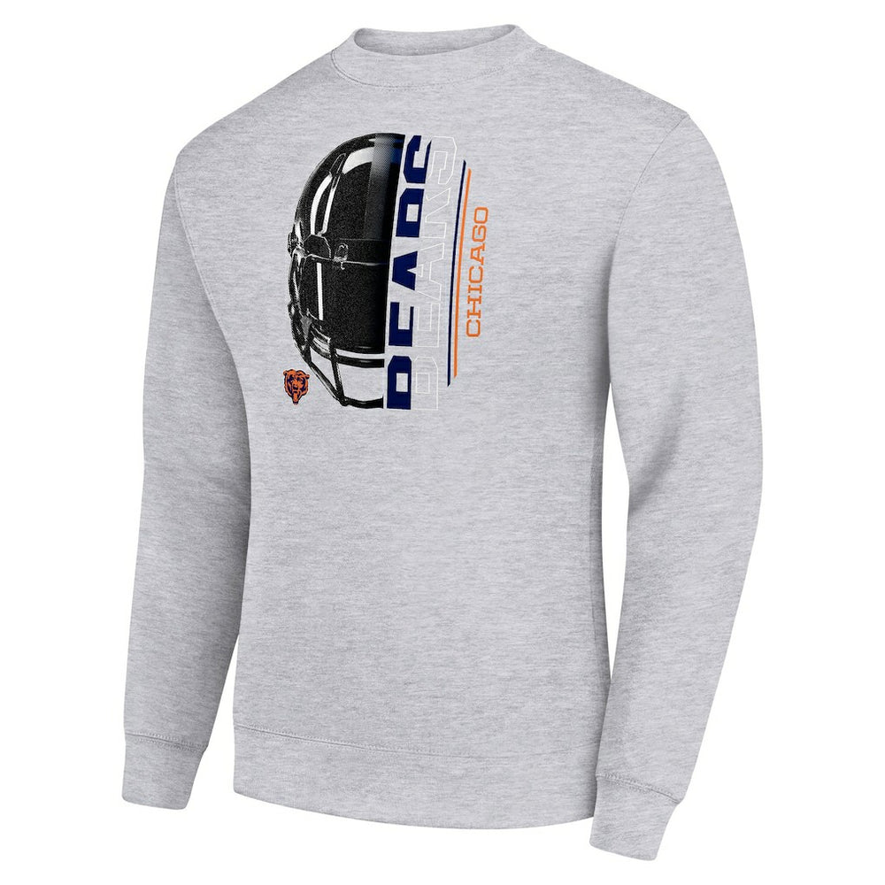 Chicago Bears Starter Half Helmet Team Graphic Tri-Blend Fleece Pullover Sweatshirt Heather Gray
