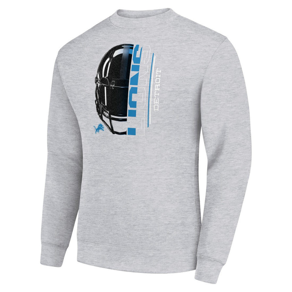 Detroit Lions Starter Half Helmet Team Graphic Tri-Blend Fleece Pullover Sweatshirt Heather Gray