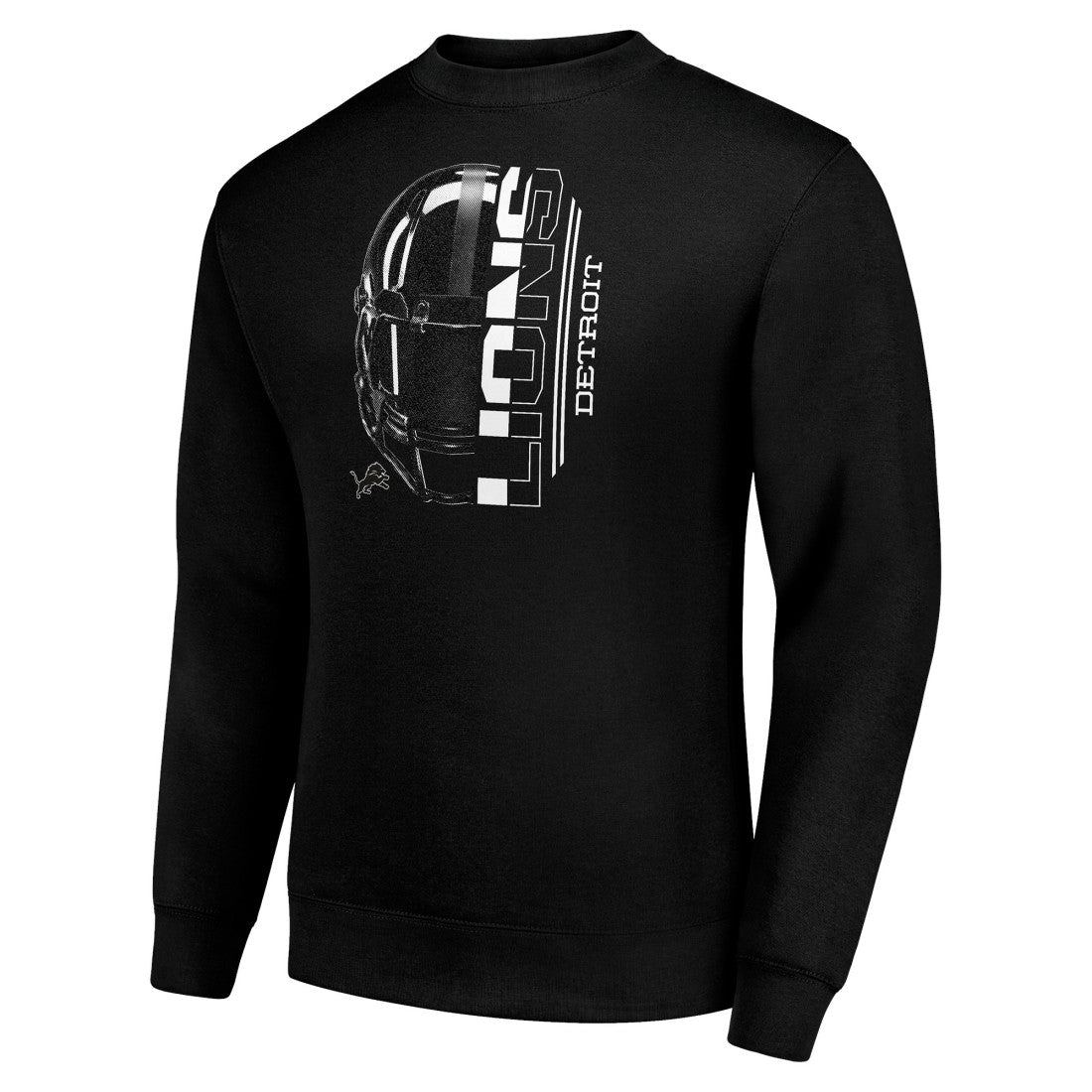 Detroit Lions Starter Half Helmet Team Graphic Tri-Blend Fleece Pullover Sweatshirt Black