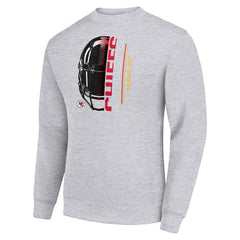 Kansas City Chiefs Starter Half Helmet Team Graphic Tri-Blend Fleece Pullover Sweatshirt Heather Gray