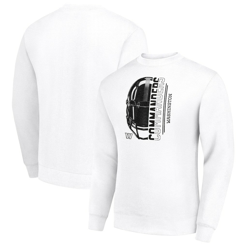 Washington Commanders Starter Half Helmet Team Graphic Tri-Blend Fleece Pullover Sweatshirt White