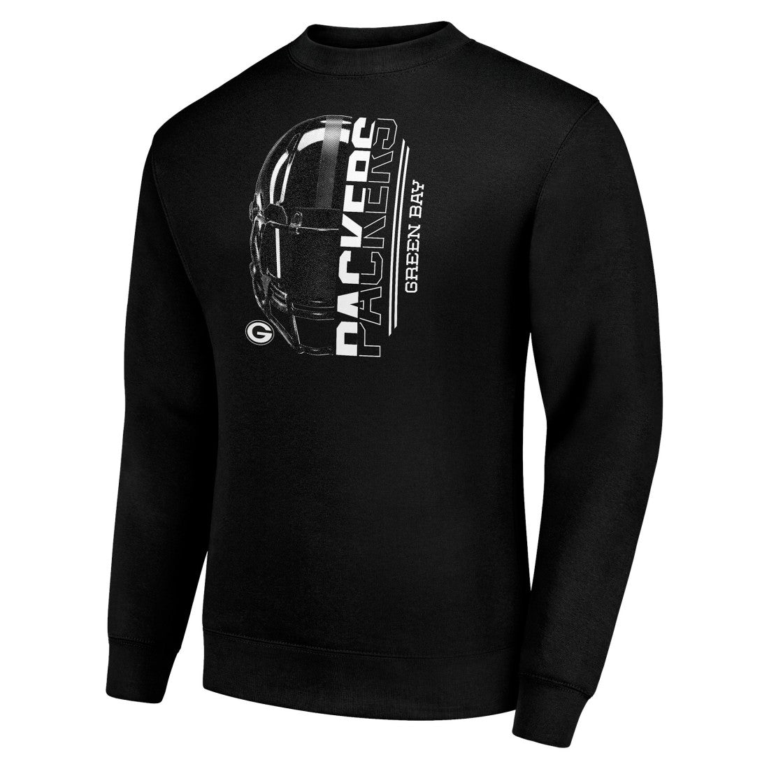 Green Bay Packers Starter Half Helmet Team Graphic Tri-Blend Fleece Pullover Sweatshirt Black