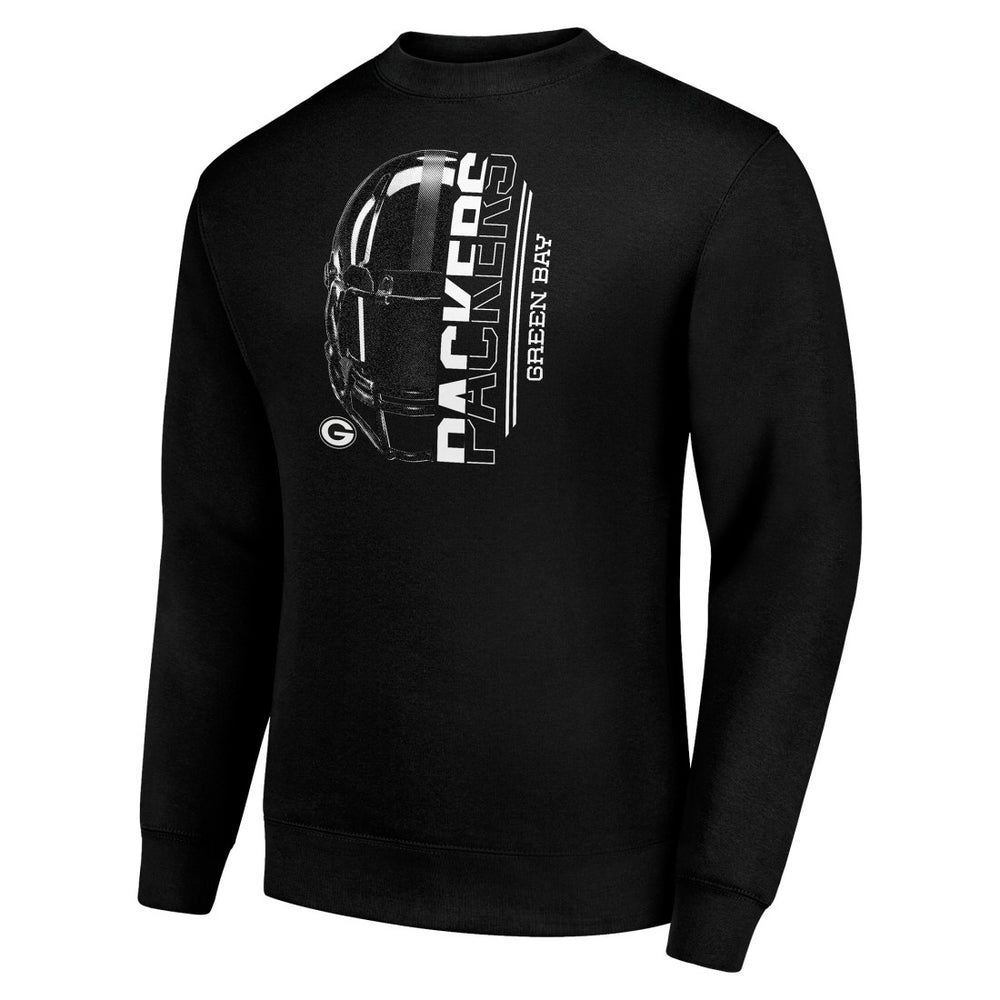 Green Bay Packers Starter Half Helmet Team Graphic Tri-Blend Fleece Pullover Sweatshirt Black
