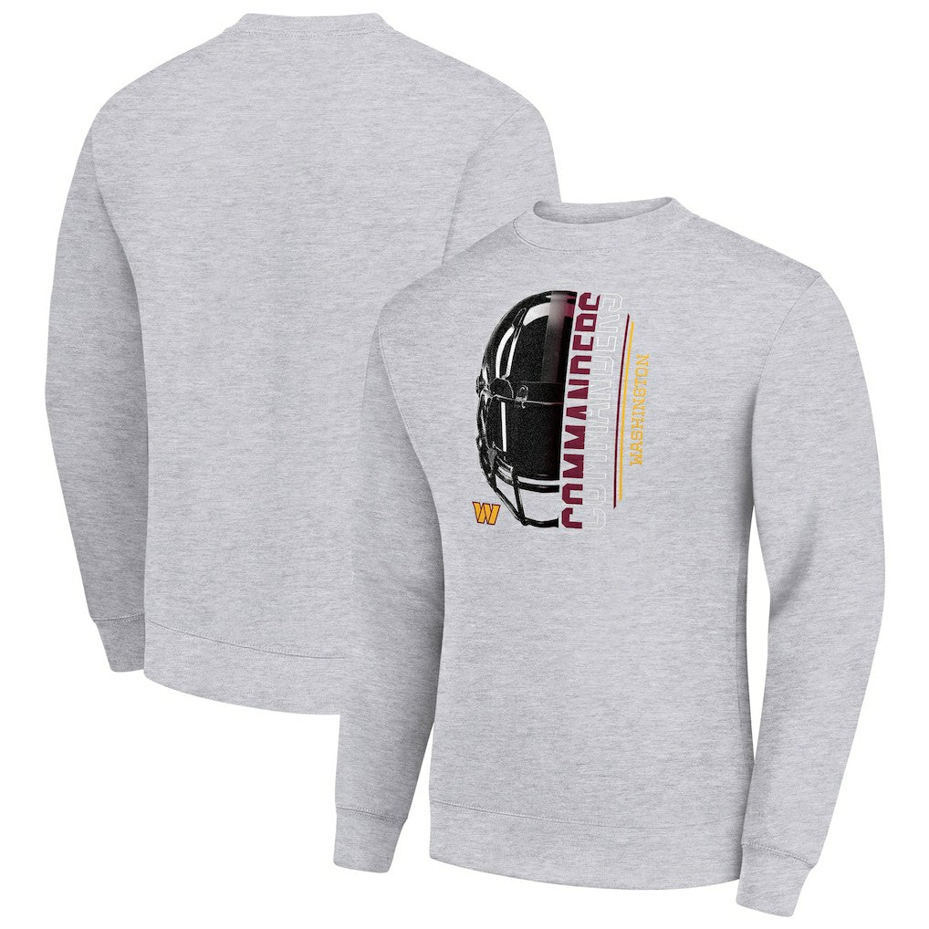 Washington Commanders Starter Half Helmet Team Graphic Tri-Blend Fleece Pullover Sweatshirt Heather Gray