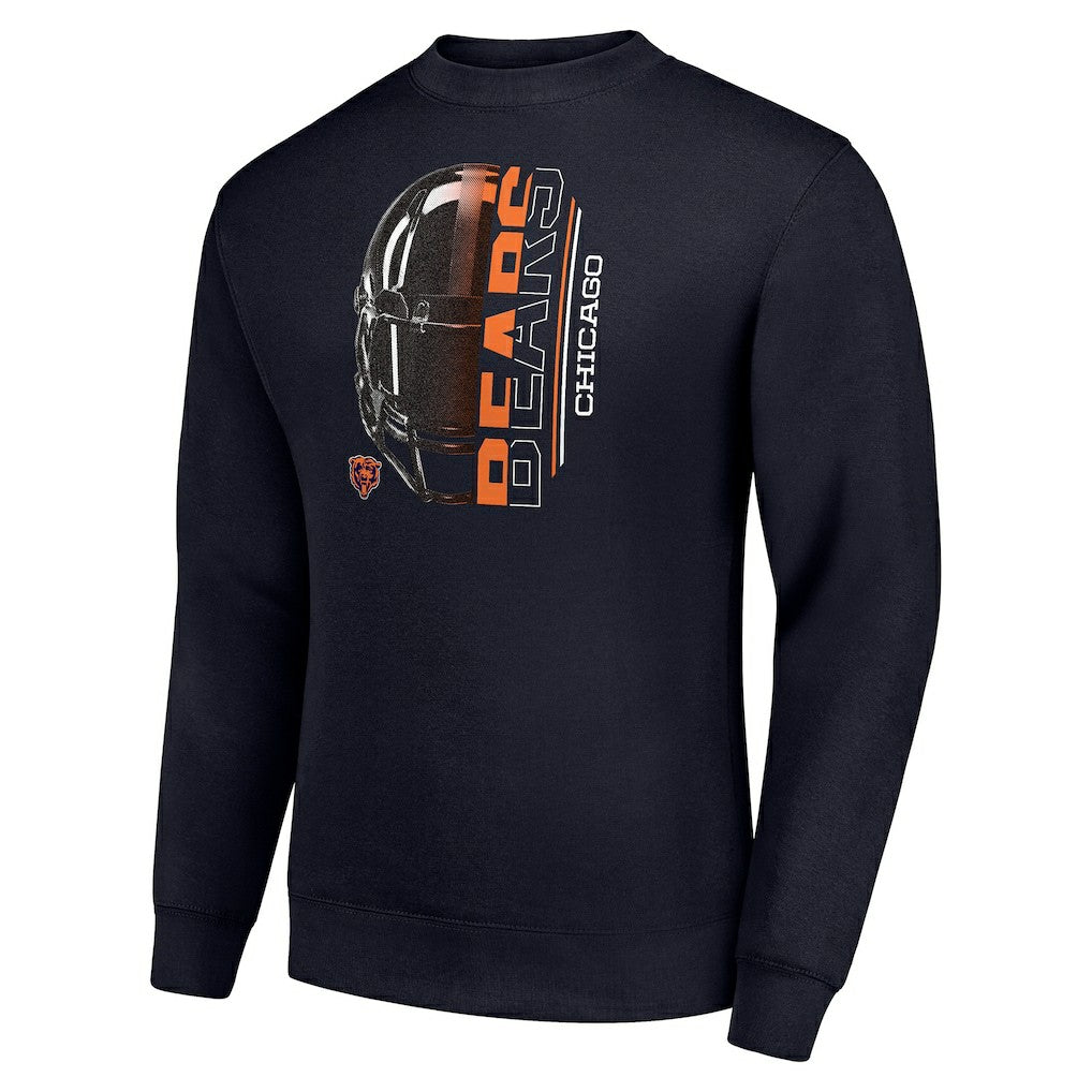 Chicago Bears Starter Half Helmet Team Graphic Tri-Blend Fleece Pullover Sweatshirt Navy
