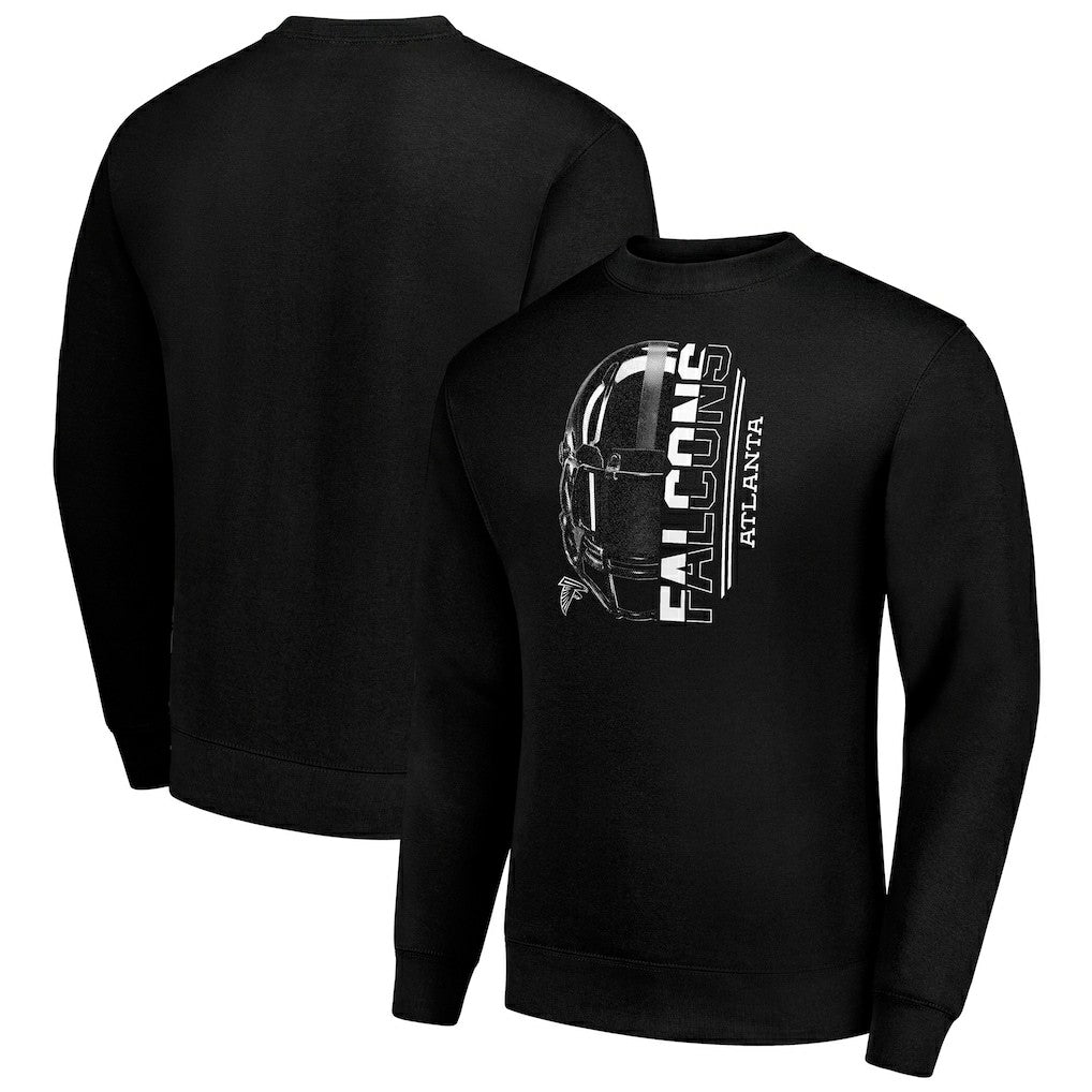 Atlanta Falcons Starter Half Helmet Team Graphic Tri-Blend Fleece Pullover Sweatshirt Black