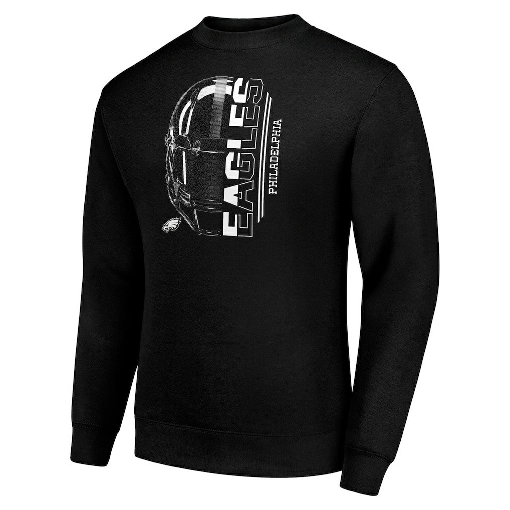 Philadelphia Eagles Starter Half Helmet Team Graphic Tri-Blend Fleece Pullover Sweatshirt Black