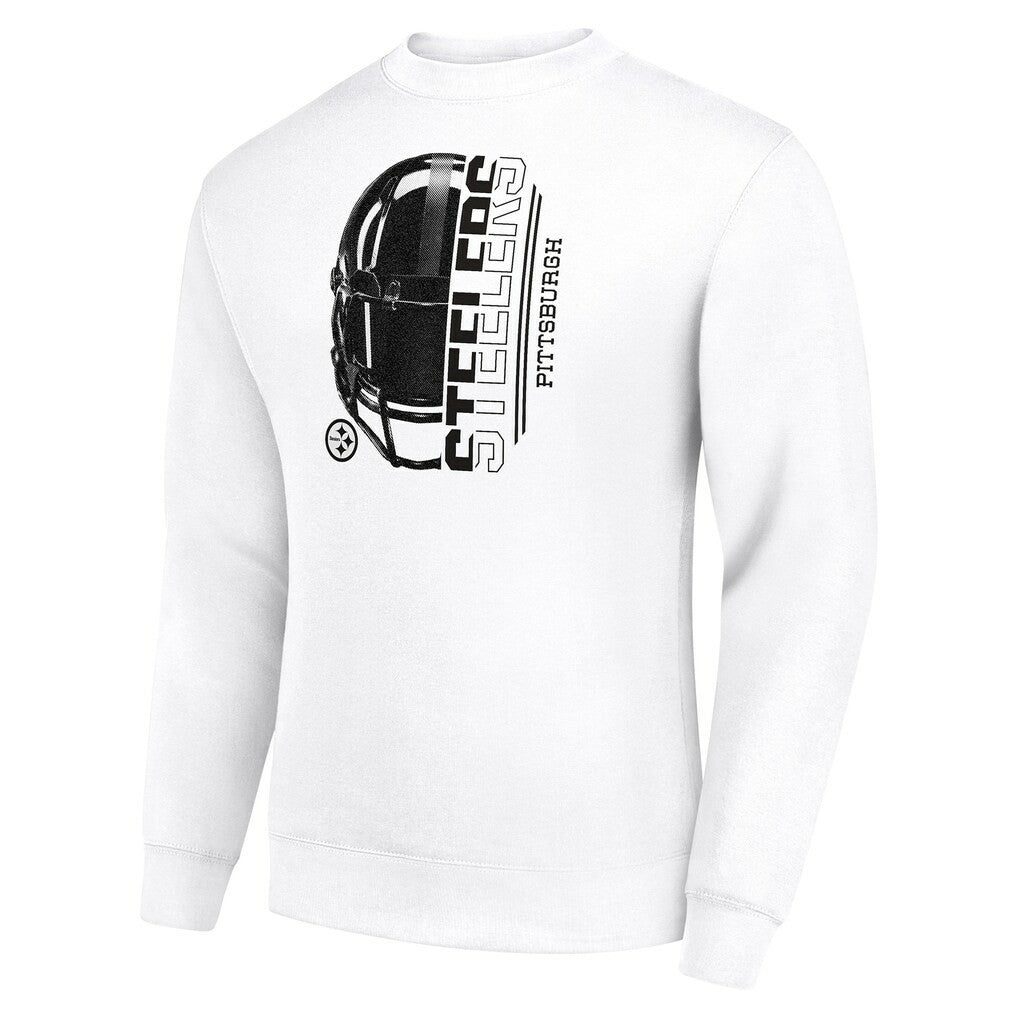 Pittsburgh Steelers Starter Half Helmet Team Graphic Tri-Blend Fleece Pullover Sweatshirt White