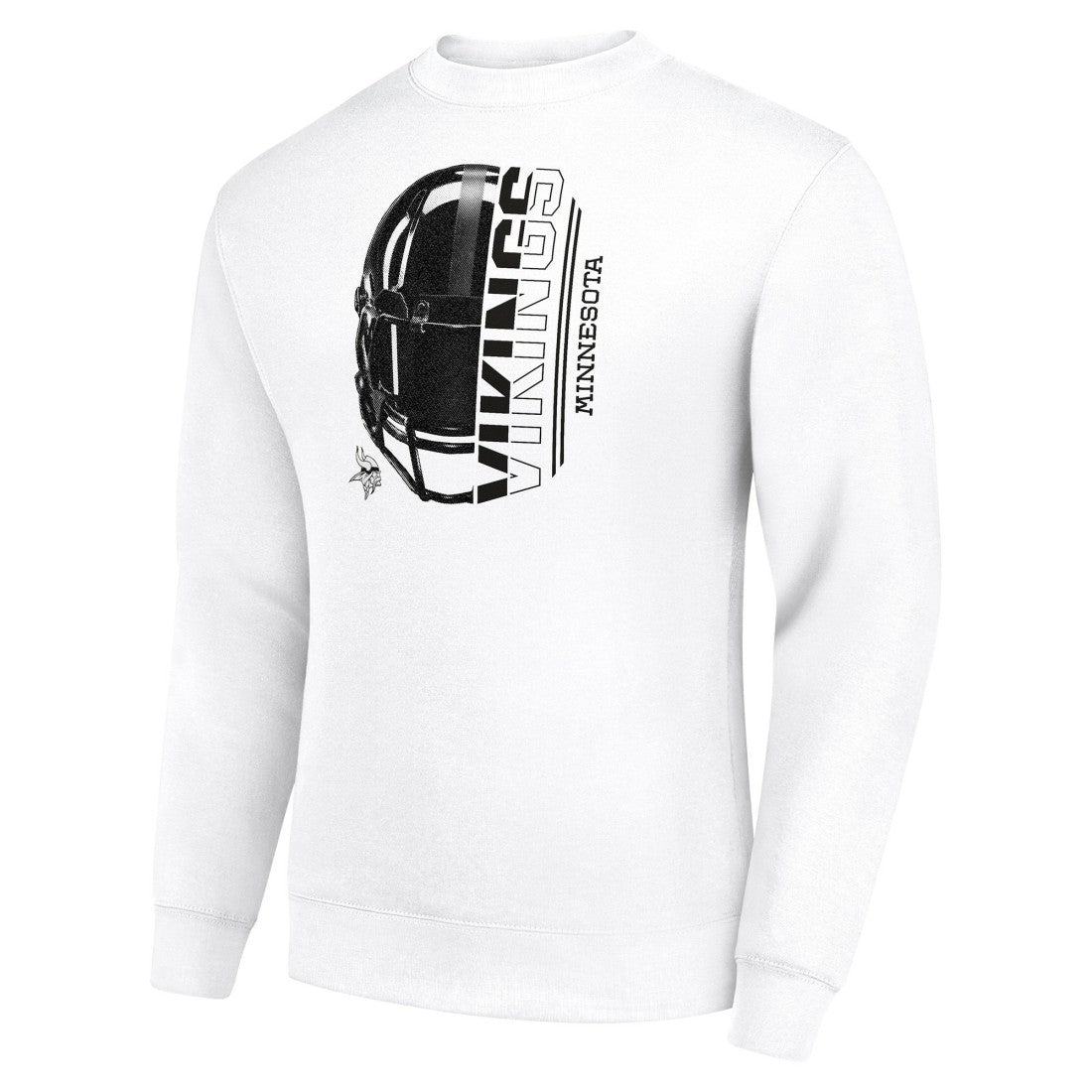 Minnesota Vikings Starter Half Helmet Team Graphic Tri-Blend Fleece Pullover Sweatshirt White