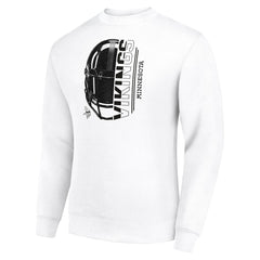 Minnesota Vikings Starter Half Helmet Team Graphic Tri-Blend Fleece Pullover Sweatshirt White
