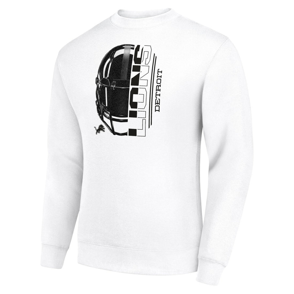 Detroit Lions Starter Half Helmet Team Graphic Tri-Blend Fleece Pullover Sweatshirt White