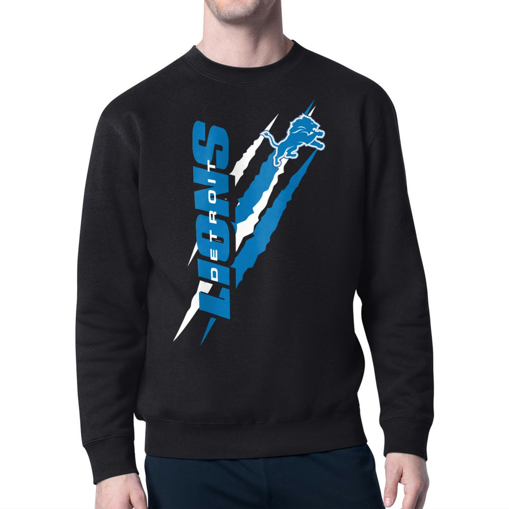 Detroit Lions Starter Color Scratch Team Graphic Fleece Pullover Sweatshirt Black