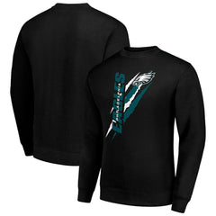 Philadelphia Eagles Starter Color Scratch Team Graphic Fleece Pullover Sweatshirt Black