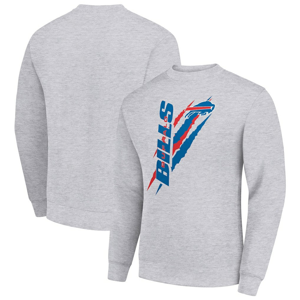 Buffalo Bills Starter Color Scratch Team Graphic Fleece Pullover Sweatshirt Heather Gray
