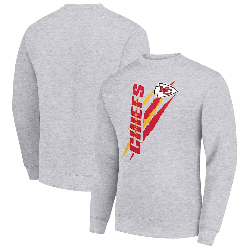 Kansas City Chiefs Starter Color Scratch Team Graphic Fleece Pullover Sweatshirt Heather Gray