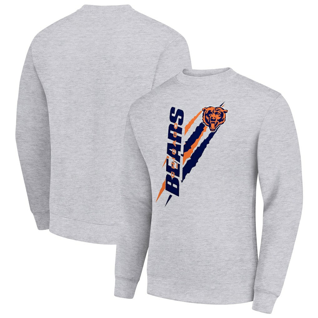 Chicago Bears Starter Color Scratch Team Graphic Fleece Pullover Sweatshirt Heather Gray